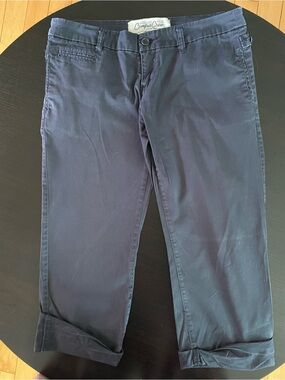 Campus Crew Navy Crop Chino Pantsu